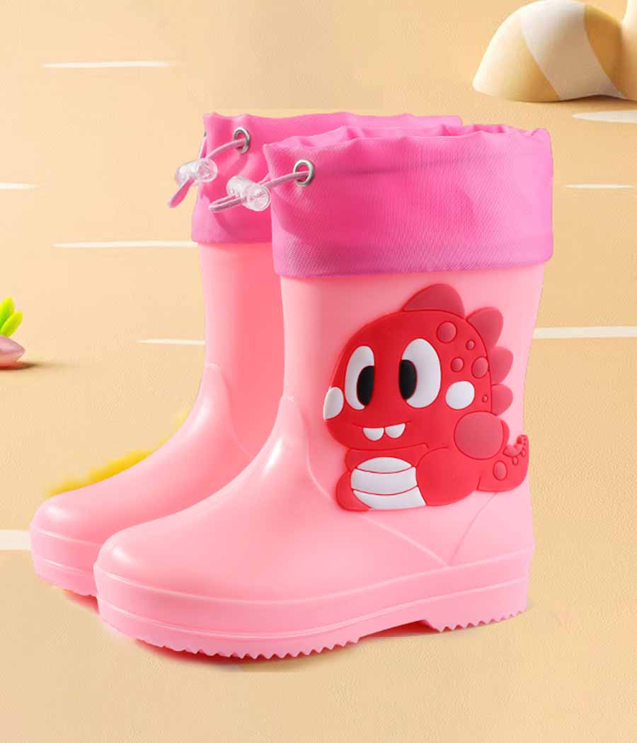15621-01 Bottes de pluie roses pour filles avec cordons de serrage – Image 1