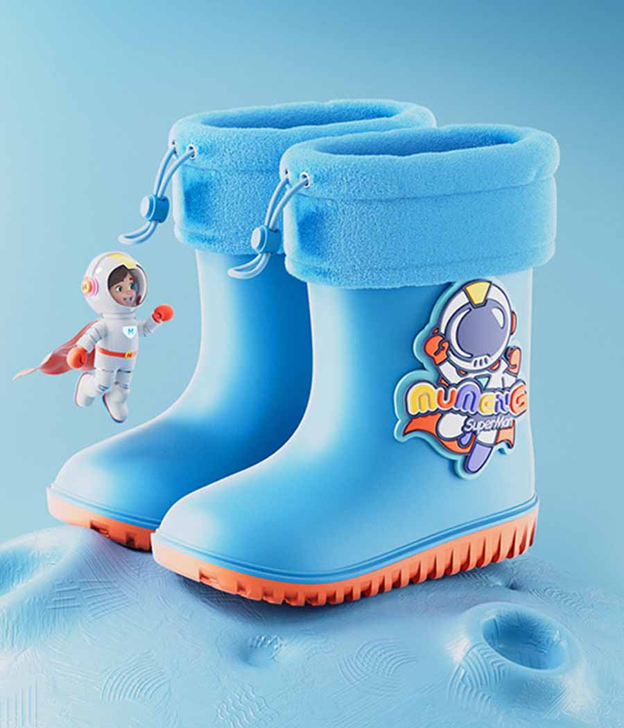 25968-01 Bottes de pluie bleues souples motif astronaute – Image 1