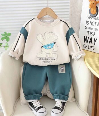 Ensemble de jogging stylée de couleurs blanc et vert d'eau