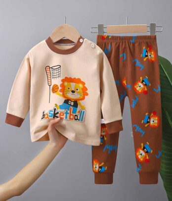 Ensemble de pyjama bicolore imprimé motifs lion