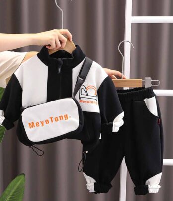 Ensemble de jogging trois pièces pour garçons de couleur noire