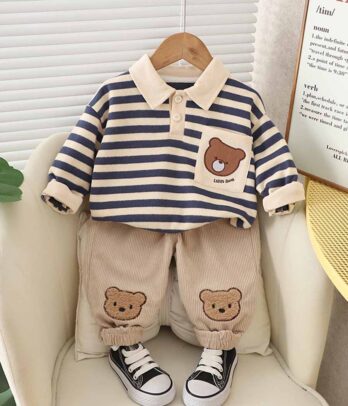 Ensemble de pull à rayure "Petit ourson " pour garçons
