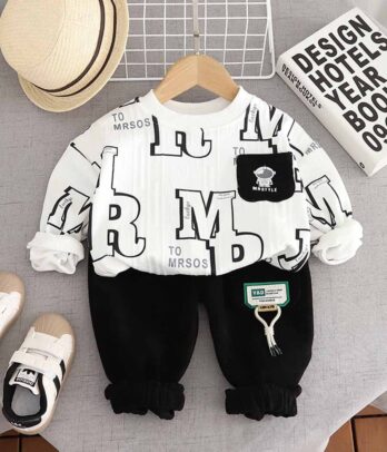 Ensemble de jogging noir et blanc pour garçons composé de trois pièces
