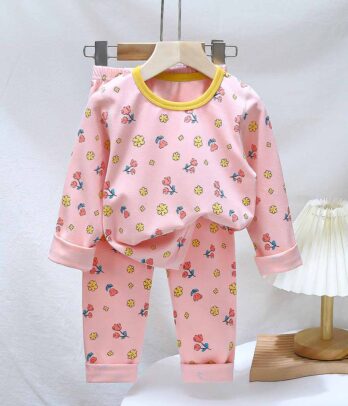 Set de pyjama rose fleuri pour fillettes