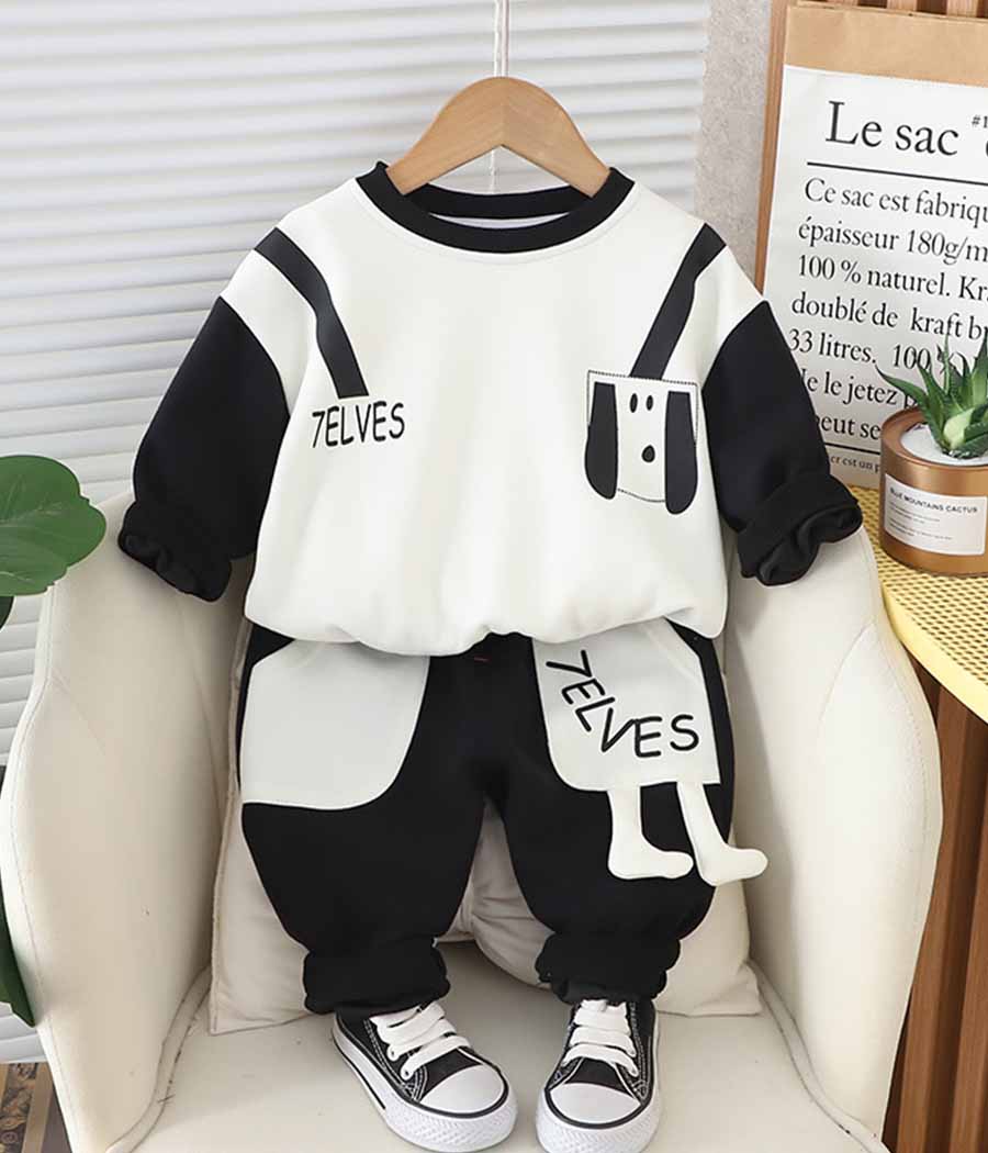 77653-013 Set de jogging noir et blanc pour enfants – Image 1