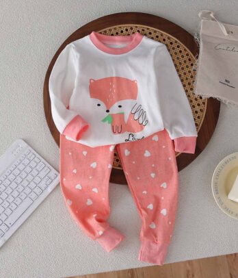 Ensemble de pyjama rose et blanc pour filles