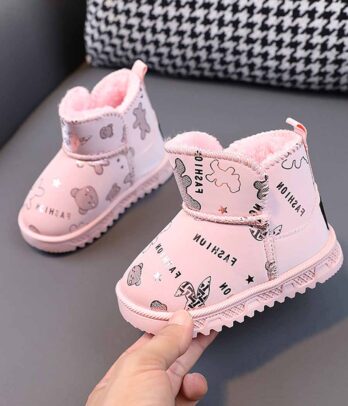 Chaussures d'hiver imprimées de couleur rose pour fillettes