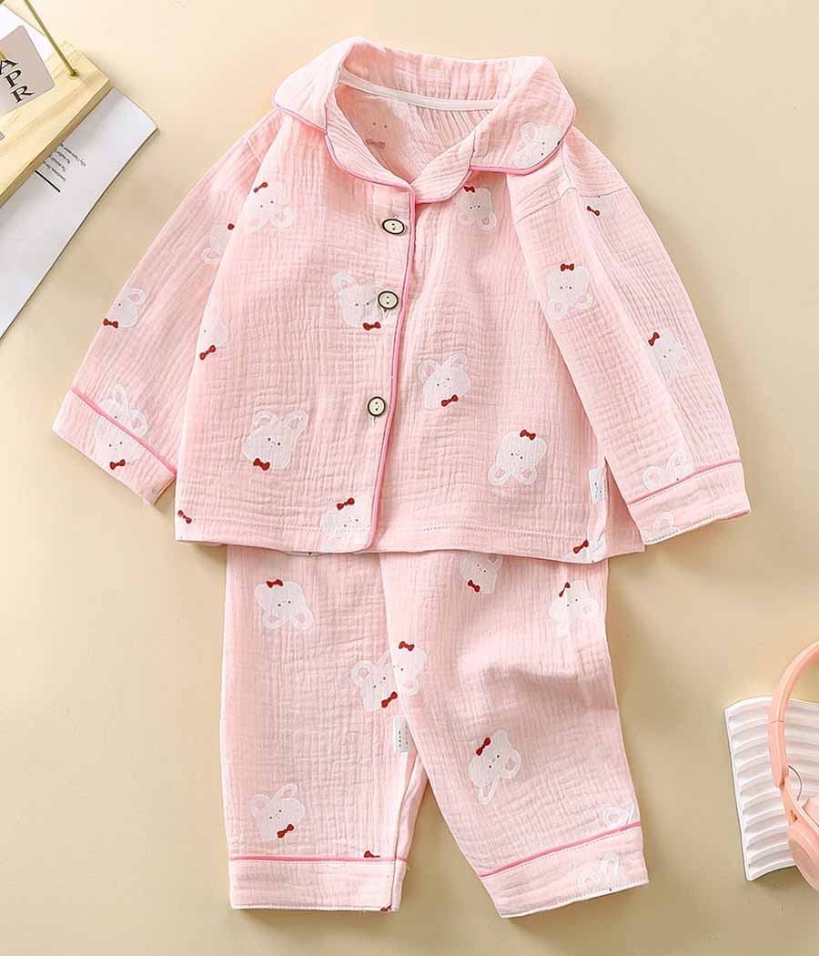 O1CN01JqOfJQ2HJ8cCPxJrc_!!2216884159129-0-cib Pyjama rose imprimé pour fillettes à thème lapin – Image 1
