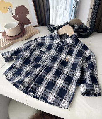  Chemise à carreaux à col classique pour garçons