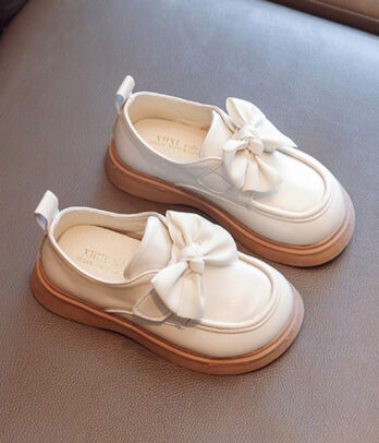 Mocassins blancs à nœud papillon pour filles