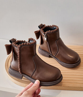 chaussures hivernales marron à nœud papillon