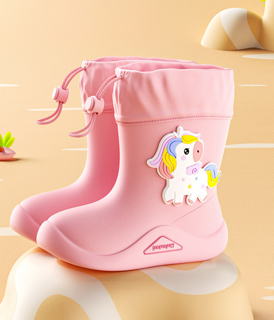 Group 3 Bottes de pluie roses souples motif licorne – Image 1
