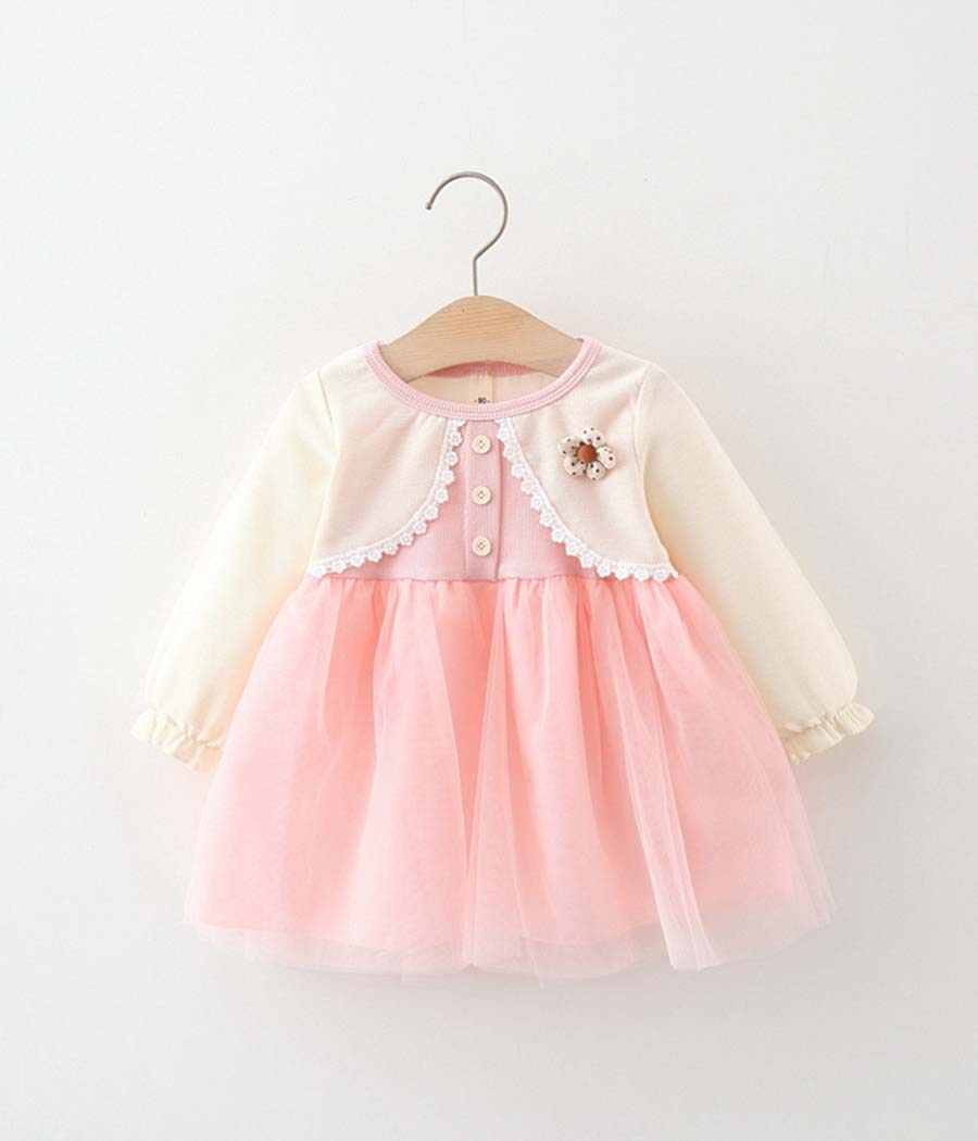 O1CN01qsn2ik24oCW6L2q7b_!!938977437-0-cib Robe rose en tulle à manches longues pour enfant – Image 1