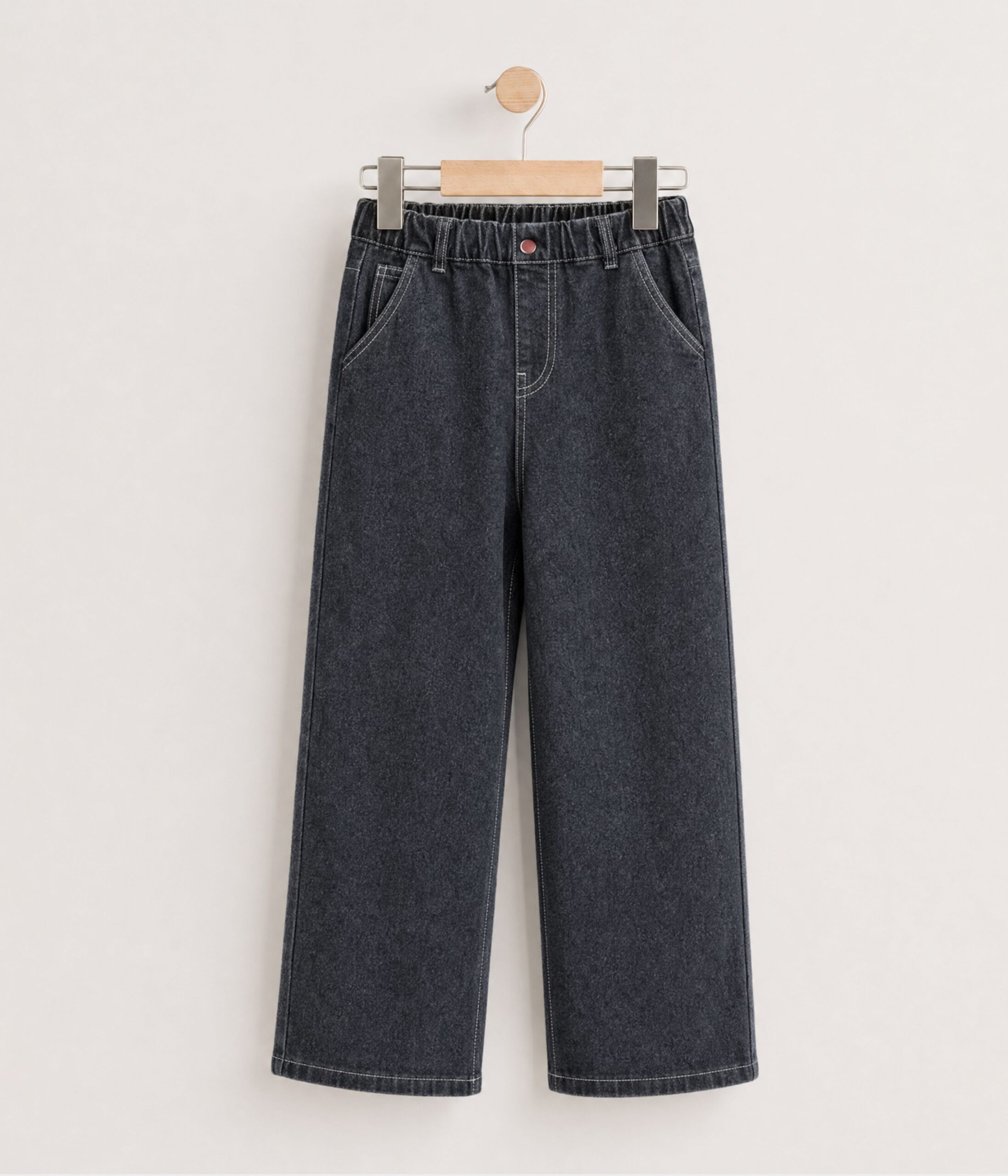 43134z Pantalon large en jean noir pour filles – Image 1