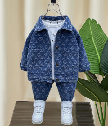 Ensemble en jean style "LV" de pantalon et blouson à col classique