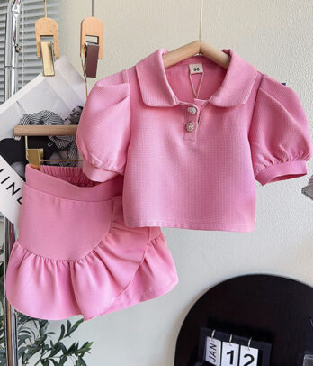 Set "Panthère Rose" – Jupe volantée et T-shirt à manches bouffantes
