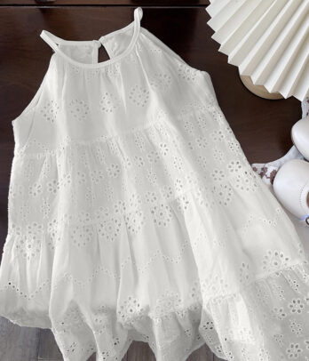 Robe d'été sans manches en coton creux style bohème