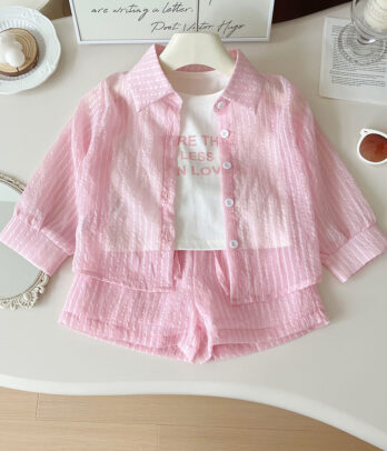 Set de trois pièces rose casual pour fillettes