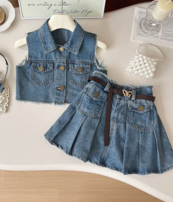 Assortiment en jean composé de jupe et gilet sans manches