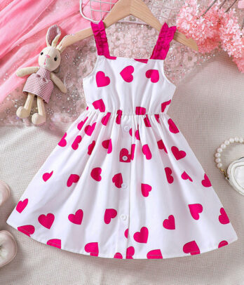 Robe coup de coeur blanche et rose