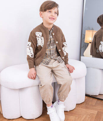 Ensemble cardigan marron de nounours pour garçon