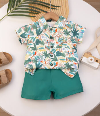 Ensemble hawaïen vert – 3 pièces