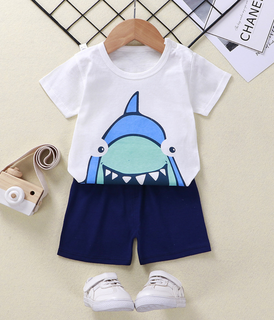7 Pyjama Shark bleu blanc pour enfants – Image 1