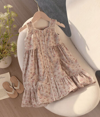 Robe d'été grise au tempérament floral de style coréen