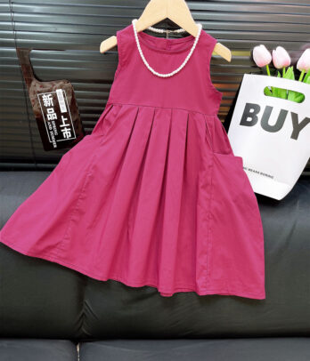 Robe rose bonbon évasée à poches