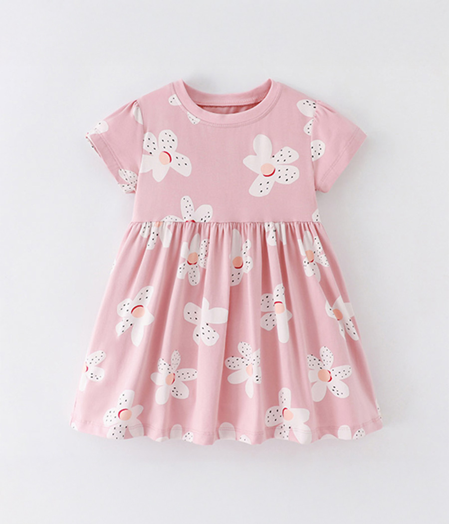 Group 11 Petite robe rose fleurie en coton – Image 1