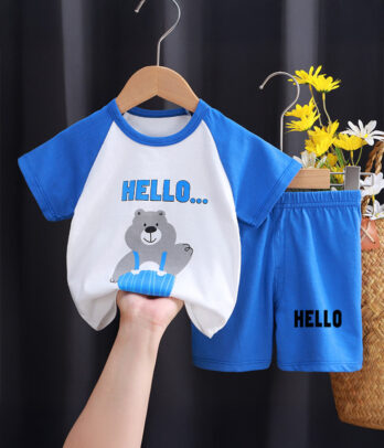 Set "Hello bear" bleu pour