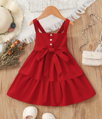 Robe rouge évasé à bretelles