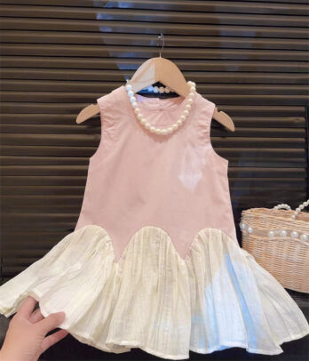 Robe bicolore tendance pour petites filles
