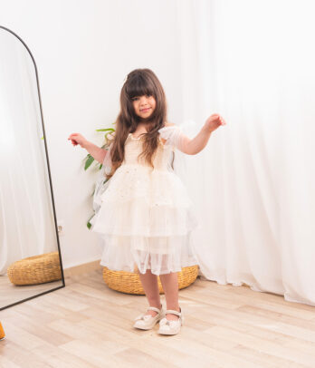 Robe tutu jaune pastel pailletée au jupon