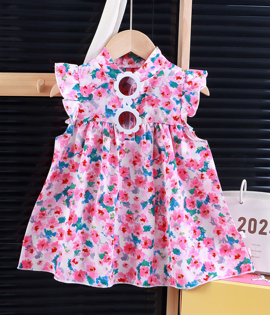 Images de variantes SKU_03 Robe florale de couleur rose pour petites filles – Image 1