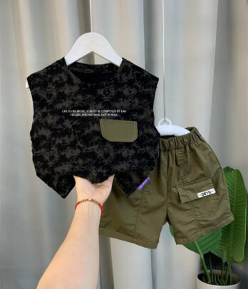 Set estival de haut sans manches avec short vert olive