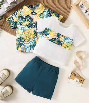 Set de trois pièces vert style hawaïen
