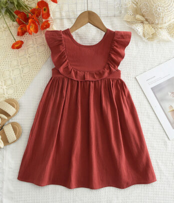 Robe d'été de couleur brique avec un dos croisé