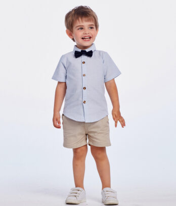 Ensemble élégant en toile charmant et raffiné pour petits garçons