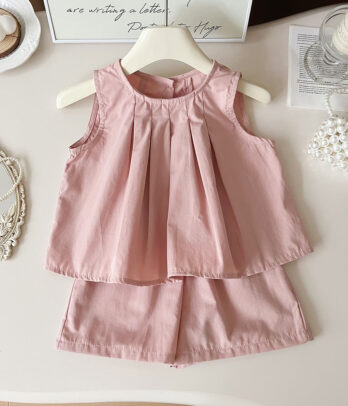 Ensemble rose de short et haut décontractés pour fillettes
