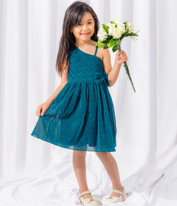 Robe de princesse verte à haut asymétrique