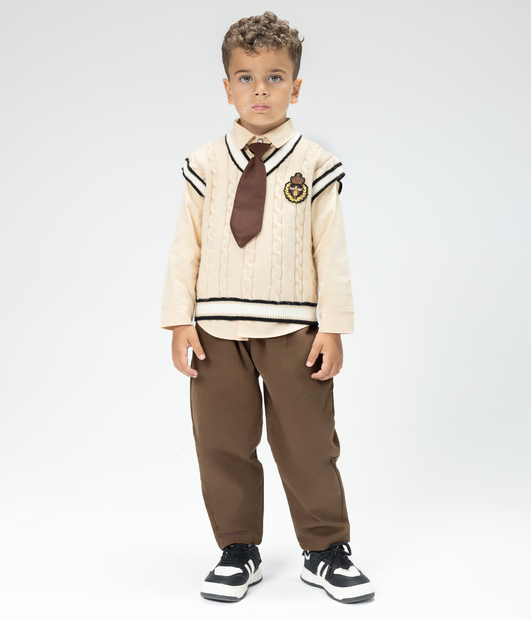 27543 ensemble de chemise, pantalon et cardigan en laine pour garçon – Image 1