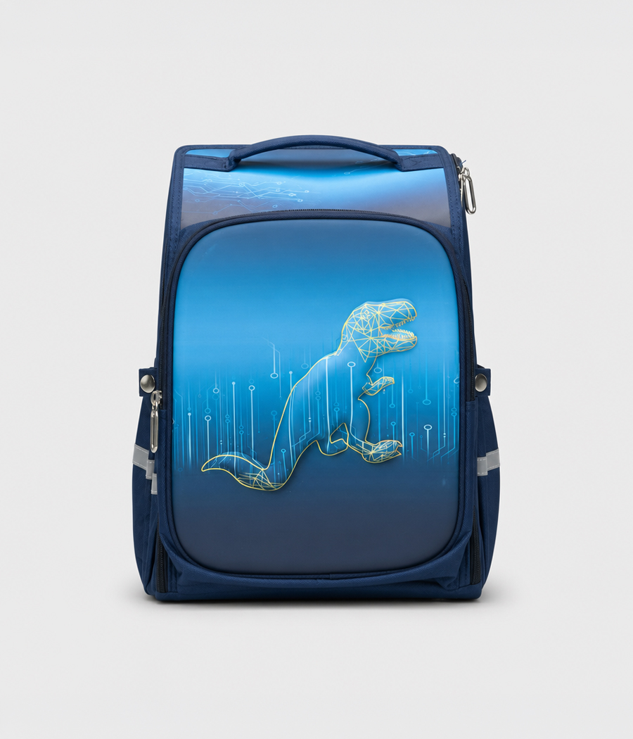 36166 Cartable bleu pour élève du primaire thème ""Dinosaure"" – Image 1