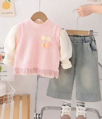 Un souffle de douceur et de style printanier Cet ensemble 3 pièces à l'esprit romantique associe des teintes tendres et des matières confortables pour habiller votre petite avec charme.