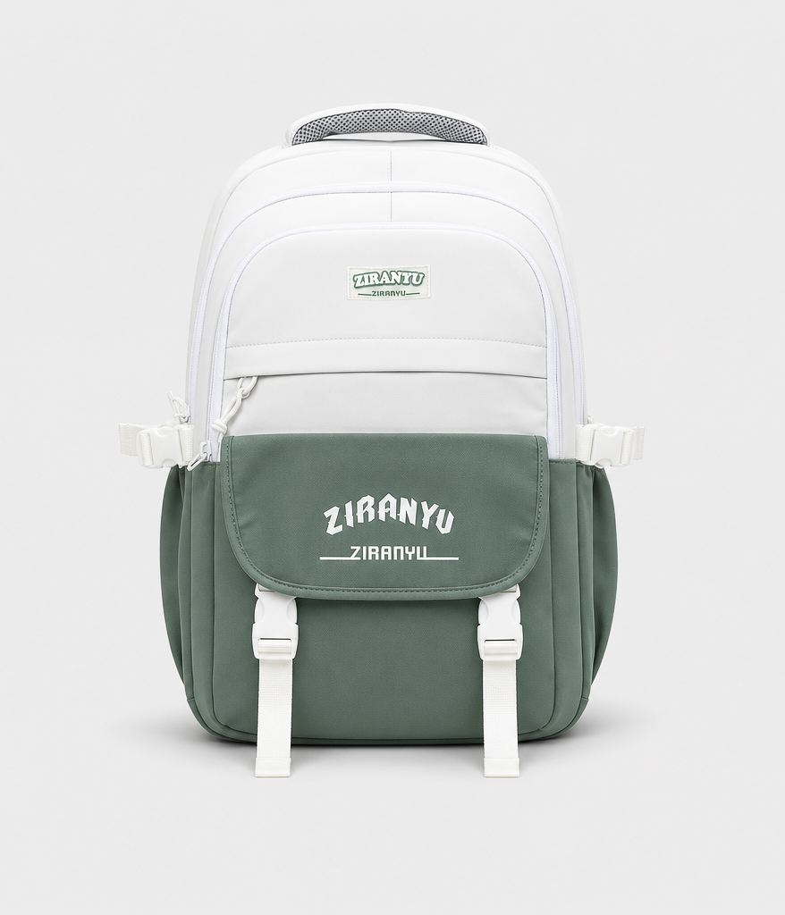 81729 Cartable bicolore ""vert et blanc grisâtre"" pour ècole primaire – Image 1