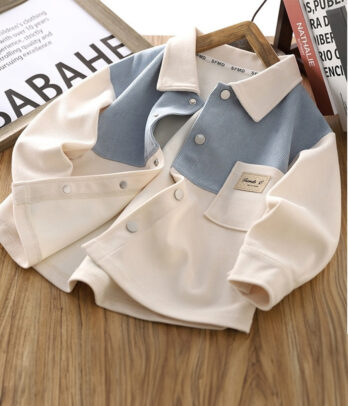 Veste colorblock crème et bleu