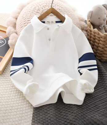 pull blanc à manches longues pour garçon