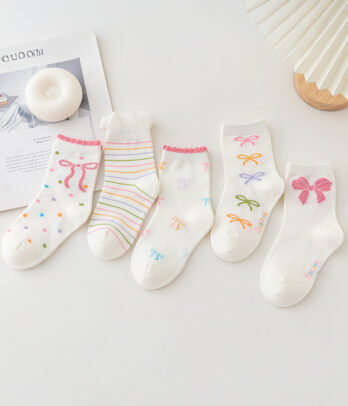 Lot de 5 paires de chaussettes fille – Fantaisie colorée et douceur au quotidien