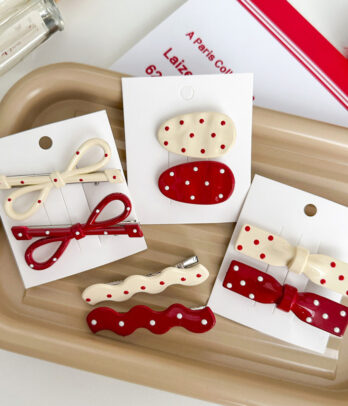 Barrettes Polka rouges et blanches