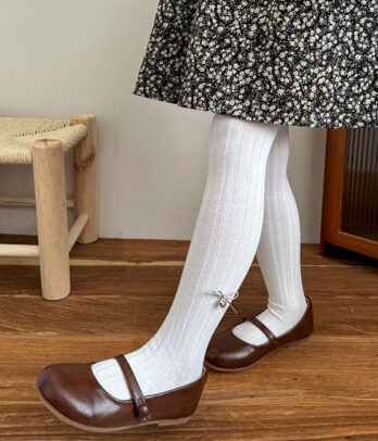 Collants blanc pur côtelés